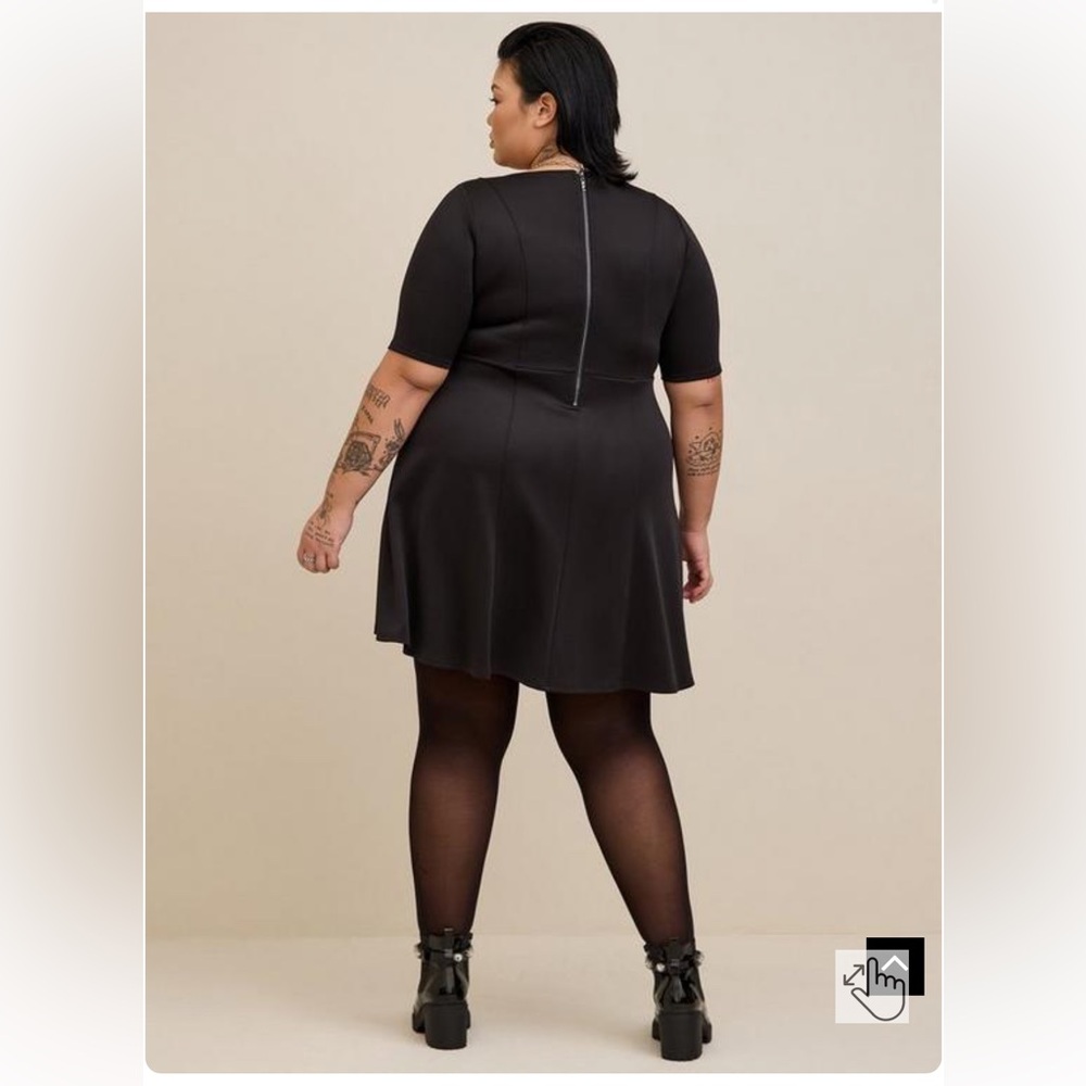 Torrid Fluted Fit and Flare Scuba Black Mini Dress - Picture 3 of 10